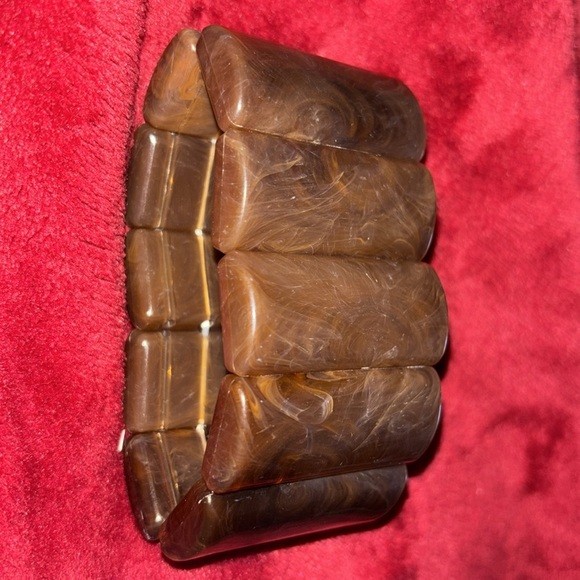 Vintage style Chocolate Brown Chunky Stretch  cuff bracelet - Picture 10 of 11